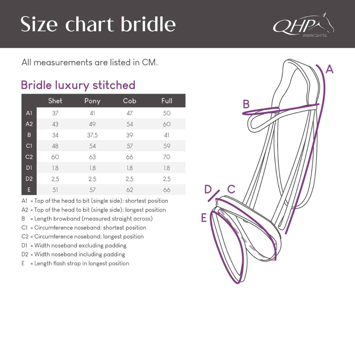 QHP Luxury trense, brun el sort 4