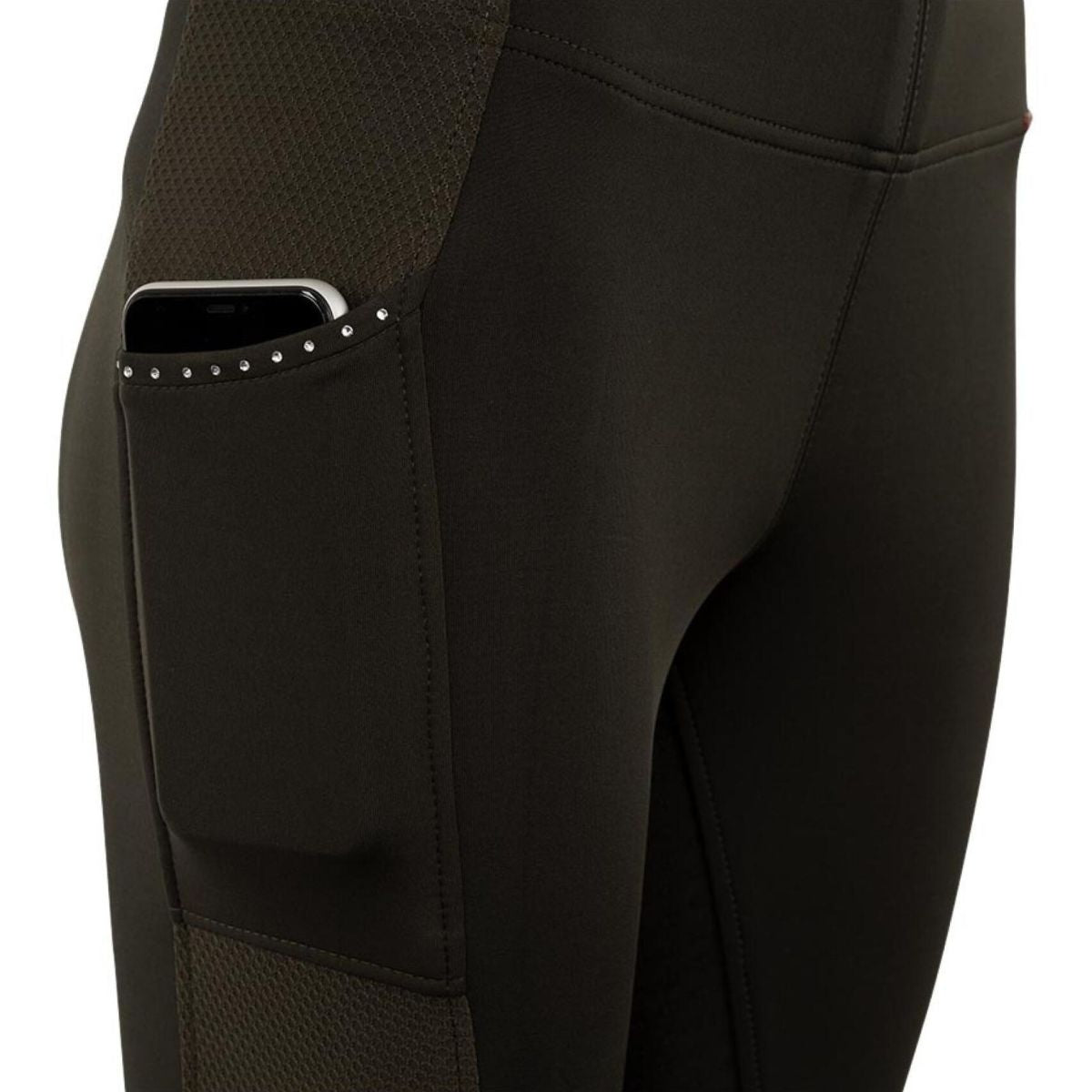 Premiere Bellflower junior silikone ridetights, army grøn